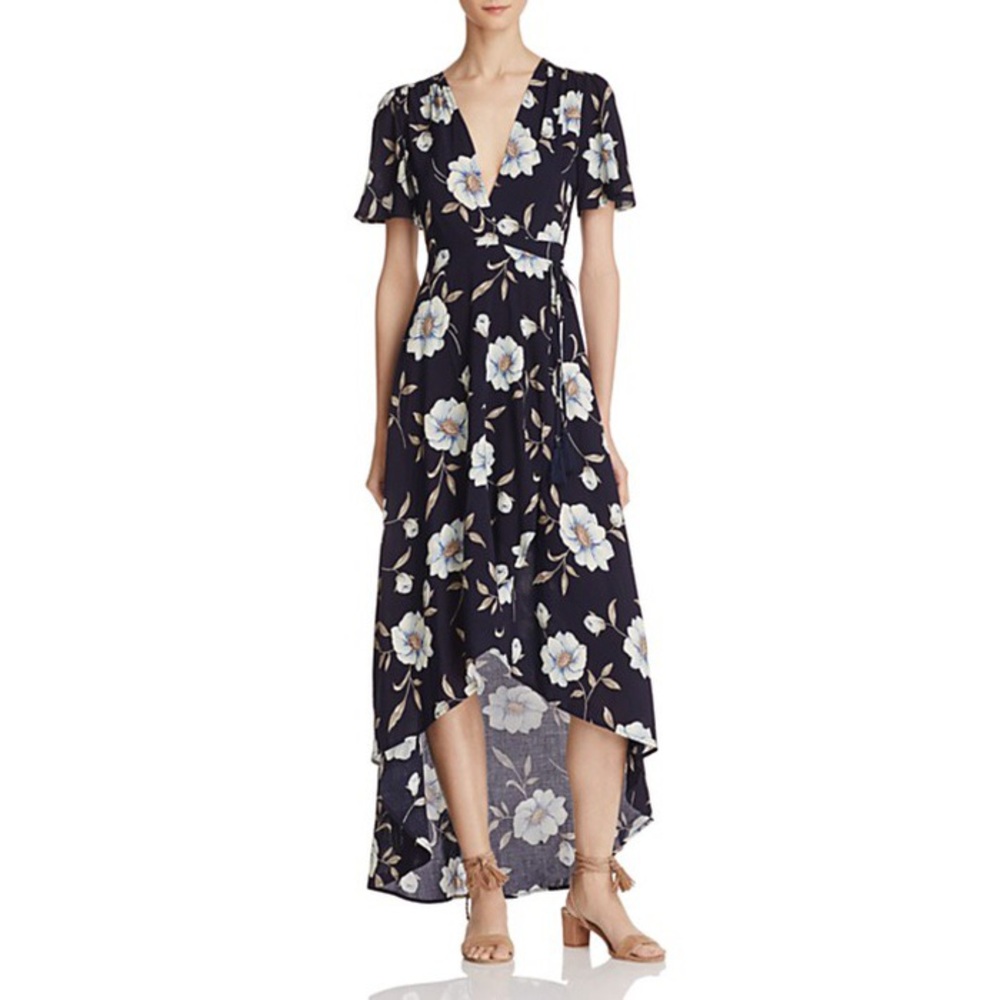 Cotton Candy LA XS Navy Floral Wrap Maxi Dress